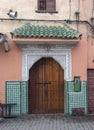 Traditional Moroccan ancient wooden entry door Royalty Free Stock Photo