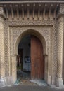 Traditional Moroccan ancient wooden entry door Royalty Free Stock Photo