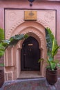 Traditional Moroccan ancient wooden entry door Royalty Free Stock Photo