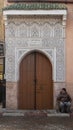 Traditional Moroccan ancient wooden entry door Royalty Free Stock Photo