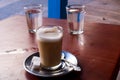 Coffee with milk in a street bar, Morocco Royalty Free Stock Photo