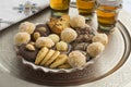 Traditional Moroccan cookies and tea Royalty Free Stock Photo