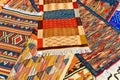 Traditional Moroccan handwoven carpets with oriental patterns background texture