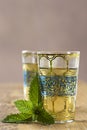 Traditional Moroccan mint tea with fresh mint Royalty Free Stock Photo