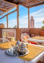 Traditional Moroccan mint tea in Marrakesh, Morocco Royalty Free Stock Photo