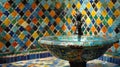 Traditional Moroccan Mosaic Fountain in Vibrant Colors