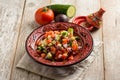 Traditional moroccan salad with tomatoes and cucumber