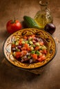 Traditional moroccan salad with tomatoes and cucumber