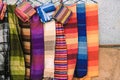 Traditional Moroccan scarves and shawls at a shop in Ouarzazate. Royalty Free Stock Photo