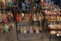 traditional moroccan shoes in a souvenir shop, local name yemeni i