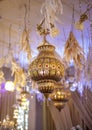 Traditional moroccan souvenir lamps on local market souk in Marrakesh medina. Royalty Free Stock Photo