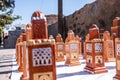 Traditional moroccan souvenirs of handmade religious minaret in Marrakech Royalty Free Stock Photo