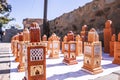 Traditional moroccan souvenirs of handmade religious minaret in Marrakech Royalty Free Stock Photo