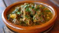 Traditional Moroccan tagine with beef and vegetables