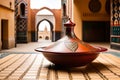 Traditional moroccan tajine of chicken with dried fruits and spices Royalty Free Stock Photo