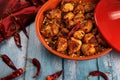 Traditional moroccan tajine of chicken with dried fruits and spices Royalty Free Stock Photo