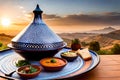 Traditional moroccan tajine of chicken with dried fruits and spices Royalty Free Stock Photo