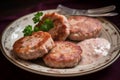 Traditional mortadella cutlets polish with sauce. Generate ai