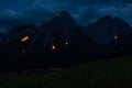 Traditional mountain fire and solstice fire near Ehrwald