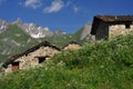 Traditional mountain huts, Italian Alps, Aosta Valley.