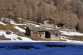 Traditional mountain huts, Italian Alps, Aosta Valley.