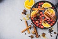 Traditional Mulled Wine Recipe Background, Top View, Copy SPace Royalty Free Stock Photo