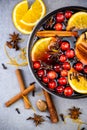 Traditional Mulled Wine Recipe Background, Top View, Copy SPace Royalty Free Stock Photo