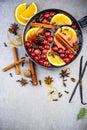 Traditional Mulled Wine Recipe Background, Top View, Copy SPace Royalty Free Stock Photo
