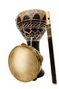 Traditional musical instument Djembe drum, tambourine and flute Royalty Free Stock Photo