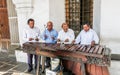 View of Traditional musicians, Antigua City, Guatemala, Central America