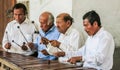 View of Traditional musicians, Antigua City, Guatemala, Central America