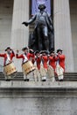 Musicians at the New York Stock Exchange building located on Wall St. in Lower Manhattan. New York City. USA Royalty Free Stock Photo