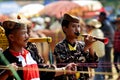 Traditional Musicians play Madurese music at the final of the Bull Race