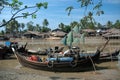 Traditional Myanmar village on estuary in Kyaikto city.