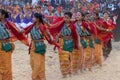 Traditional Naga dance being performed by womenfolk in Kisama heritage village in Nagaland India