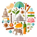 Traditional national symbols of India.