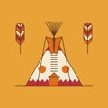 Traditional native american tipi and feathers Royalty Free Stock Photo