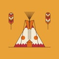 Traditional native american tipi and feathers