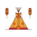 Traditional native american tipi and feathers