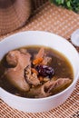 Native chicken with sibut or Chinese four herbs soup Royalty Free Stock Photo