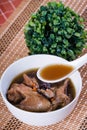 Native chicken with sibut or Chinese four herbs soup Royalty Free Stock Photo