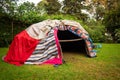 Traditional native sweat lodge with hot stones