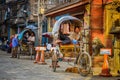 Traditional nepalese rickshaw parked on the street, Kathmandu, Nepal Royalty Free Stock Photo