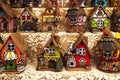 Traditional north european ceramic small houses, usually used as essence burner