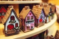 Traditional north european ceramic small houses, usually used as essence burner