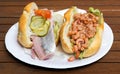 Traditional North German fish rolls with Matjes herring and shrimps