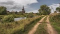 Traditional northern church of Elijah the Prophet in the Russian village of Saminsky Pogost, Vologda region, Russia