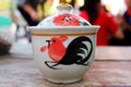 Traditional Northern Thai Rooster Ceramic Bowl