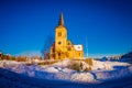 Traditional Norwegian church in Kabelvag, Lofoten Cathedral built in 1898 year in Lofoten islands, Norway Royalty Free Stock Photo