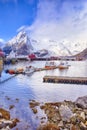 Traditional Norwegian Fishing Village Ãâ¦ in Lofoten, Norway Shot from Marina at Hamnoy